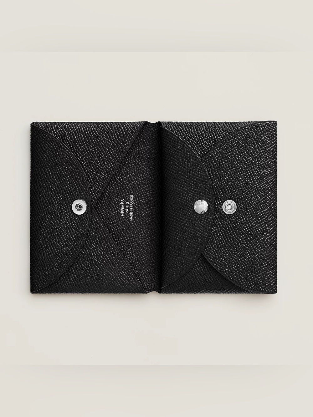 Hermes Calvi Duo Compact card holder in Noir
